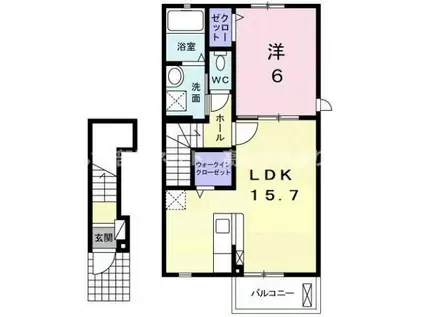 DOLCEVITA(1LDK/2階)の間取り写真