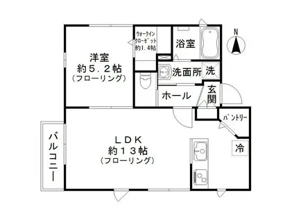 ブリランテ千鳥町(1LDK/1階)の間取り写真