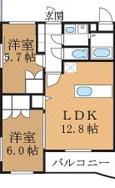 ピノ・ソレアード(2LDK/1階)の間取り写真