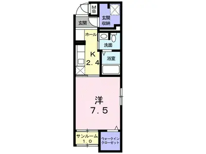メルヴェーユ大成(1K/1階)の間取り写真