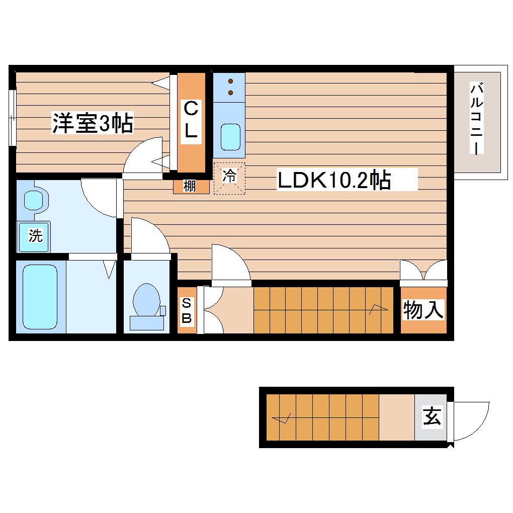 AIN MINAMISENDAI(1LDK/2階)の間取り写真
