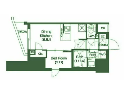 コンフォリア東大井Ⅱ(1DK/9階)の間取り写真