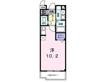 プリムローズ II(ワンルーム/1階)の間取り写真