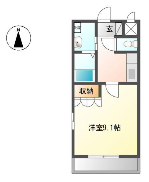 シャトレひだまり(1K/1階)の間取り写真