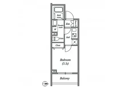 GENOVIA 大崎 SKYGARDEN(1K/4階)の間取り写真