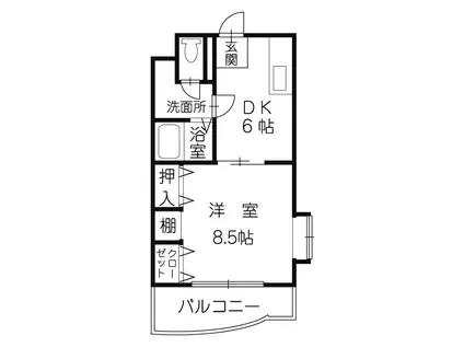 シティーホームズ桐(1DK/1階)の間取り写真