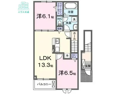 プロムナードメゾン参番館 F(2LDK/2階)の間取り写真