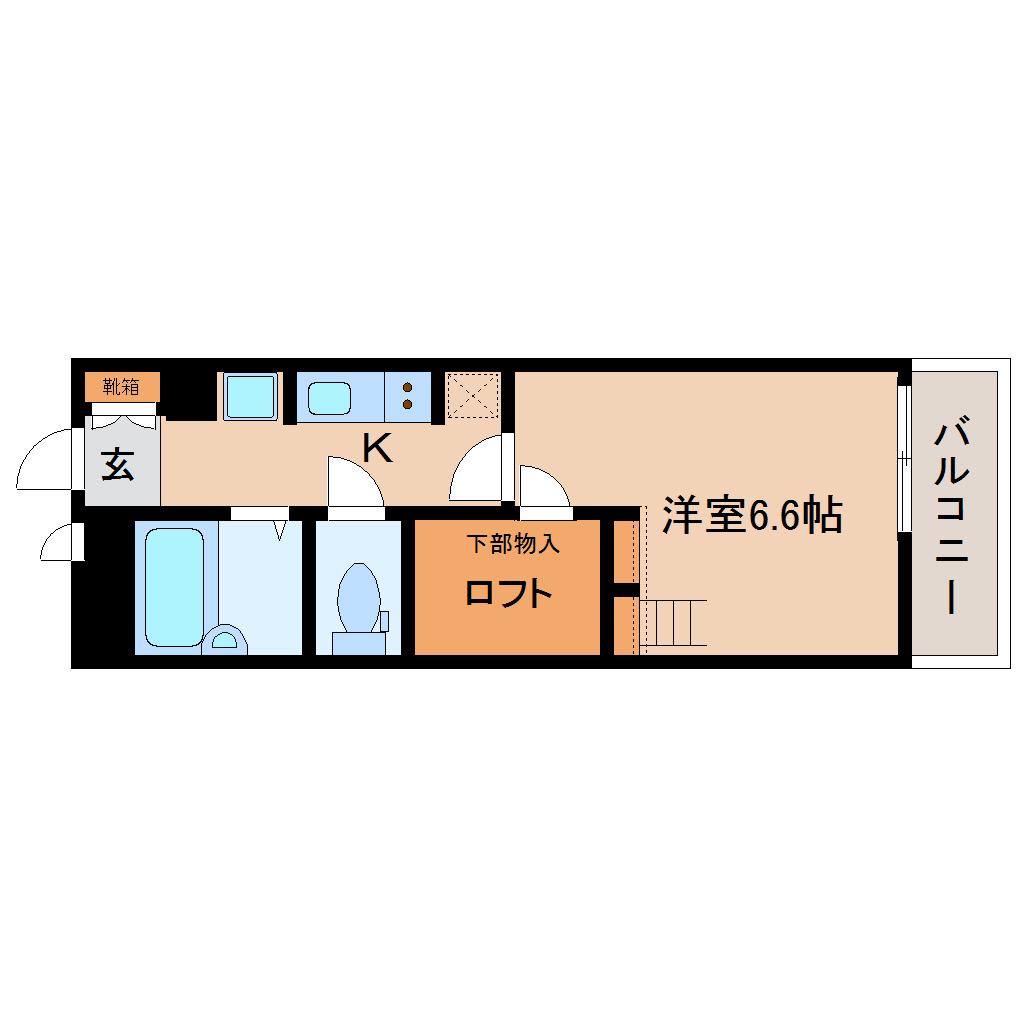 レオパレスヴィルヌーブ大和王寺(1K/1階)の間取り写真