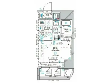 ディアレイシャス横浜吉野町(1K/2階)の間取り写真