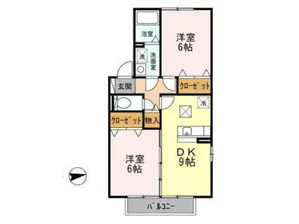 ラフィーネあさか A(2DK/1階)の間取り写真