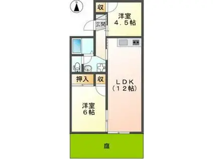 セジュール高貴(2LDK/1階)の間取り写真