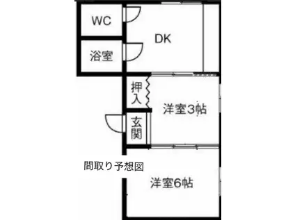 メゾン服部I 3階 部屋番号B(2DK/3階)の間取り写真
