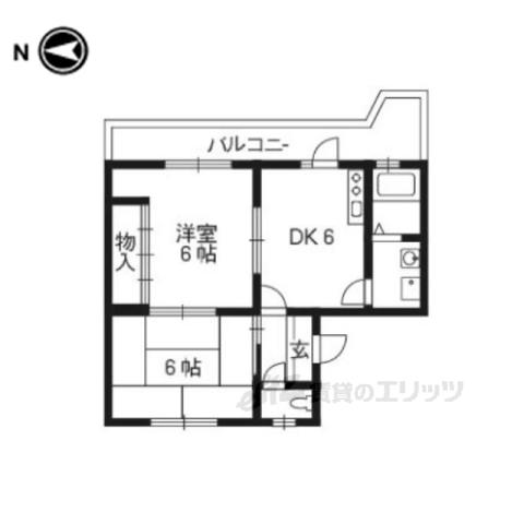 わかさ川ハイツ(2DK/3階)の間取り写真