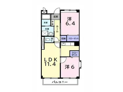 ガーデンプレイスII(2LDK/2階)の間取り写真