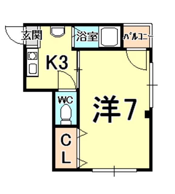 ARK武庫川(1K/2階)の間取り写真