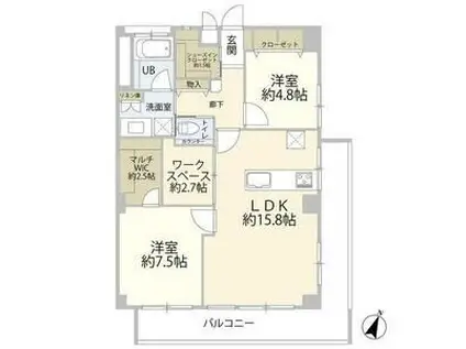 マンション牛込(2SLDK/5階)の間取り写真