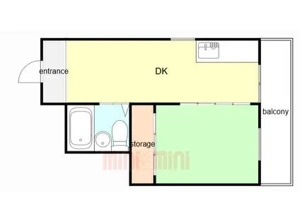 第1リバーフィールドマンション(1DK/4階)の間取り写真