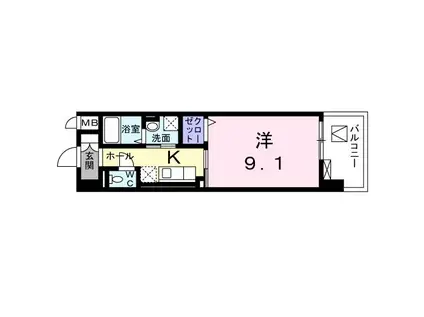 インサイド レター(1K/6階)の間取り写真