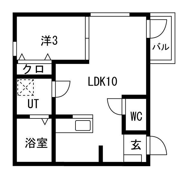 HARE(1LDK/1階)の間取り写真