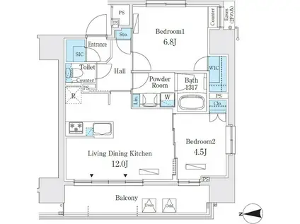 ヴィークブライト湯島(2LDK/9階)の間取り写真
