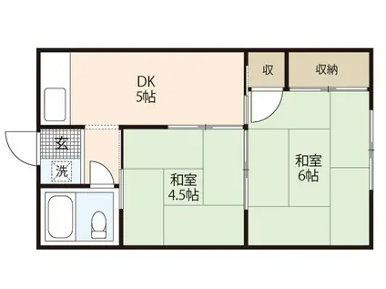 竹生荘(2DK/2階)の間取り写真