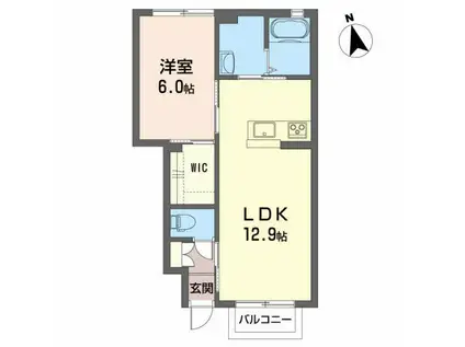 シャーメゾン川元B(1LDK/1階)の間取り写真