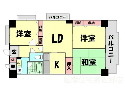 ル・ミュー貝塚(3LDK/7階)の間取り写真