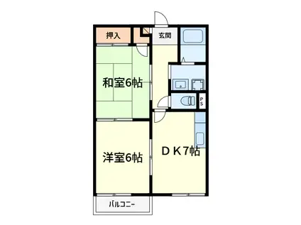 ハイツアシーネ(2DK/2階)の間取り写真