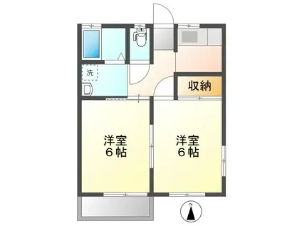 若草ハイツ(2K/1階)の間取り写真
