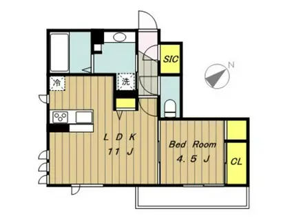 オークスアレイ相模原中央(1LDK/3階)の間取り写真