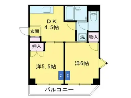 アルベール(2DK/5階)の間取り写真