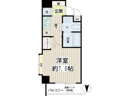 アーバンスクエア川崎平間(1K/4階)の間取り写真