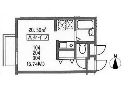 ZESTY西落合(1K/2階)の間取り写真