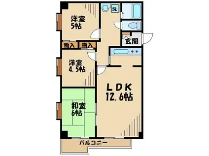 ロイヤルパーク(3LDK/1階)の間取り写真