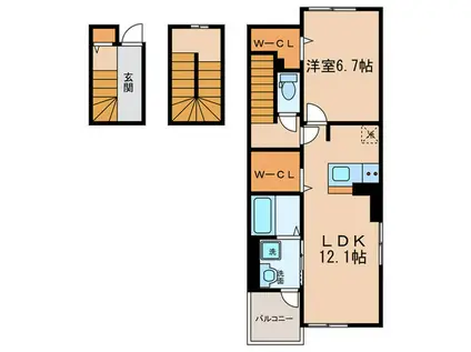 カーサ・ソラーレ(1LDK/3階)の間取り写真