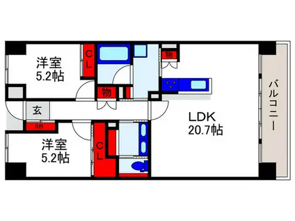 MAGNIFIQUE北桜塚(2LDK/2階)の間取り写真