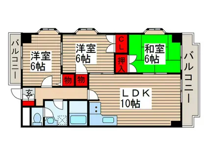 ランドフォレスト天王台I(3LDK/2階)の間取り写真