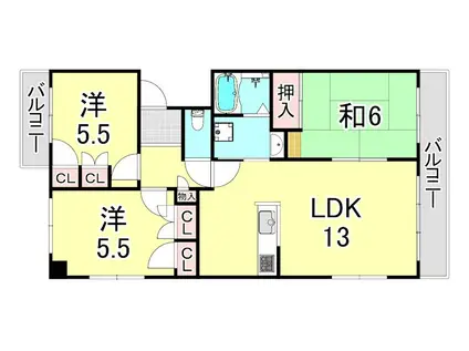 パティオ協和(3LDK/3階)の間取り写真
