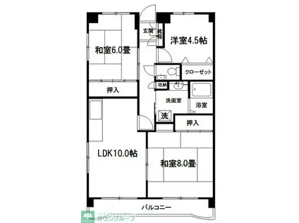 大成第三ハイツ(3LDK/4階)の間取り写真