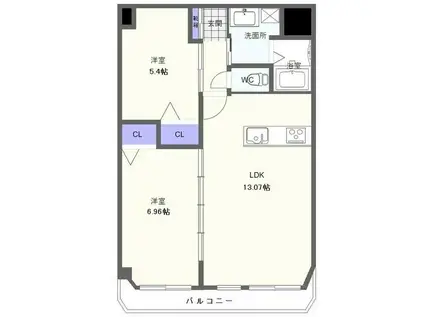 クイーンズヒル(2LDK/5階)の間取り写真