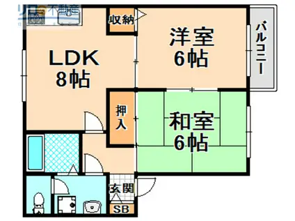 カルム モンルポI II(2LDK/2階)の間取り写真