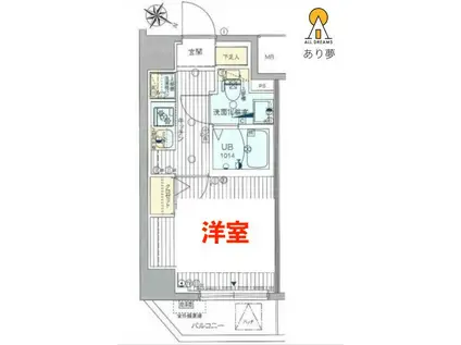 GROWS RESIDENCE横浜大通公園(1K/4階)の間取り写真