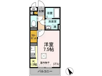 グレースライフ泉ヶ森(1K/1階)の間取り写真