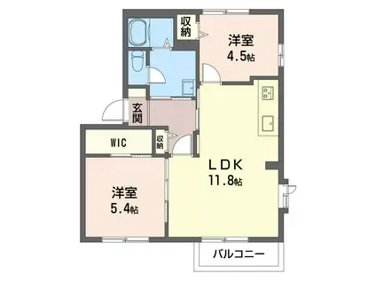 ディアス美野里(2LDK/2階)の間取り写真