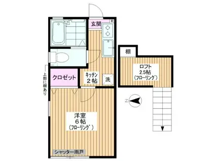 アーバン中台(1K/2階)の間取り写真