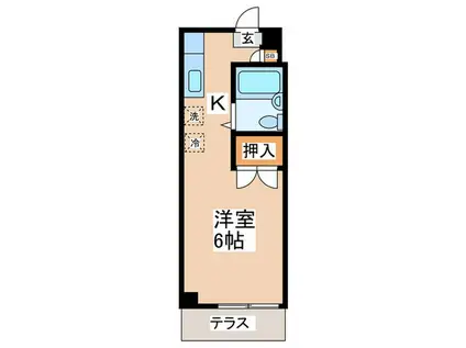 京王相模原線 京王多摩センター駅 徒歩10分 2階建 築30年(1K/1階)の間取り写真