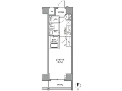 ボアビスタ門前仲町(1K/7階)の間取り写真
