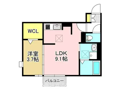モアプラス東鳴水(1LDK/1階)の間取り写真