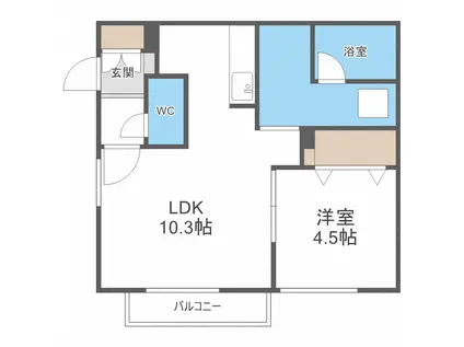 リコ月寒東(1LDK/4階)の間取り写真