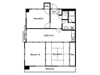 サンシャイン住吉(3LDK/5階)の間取り写真